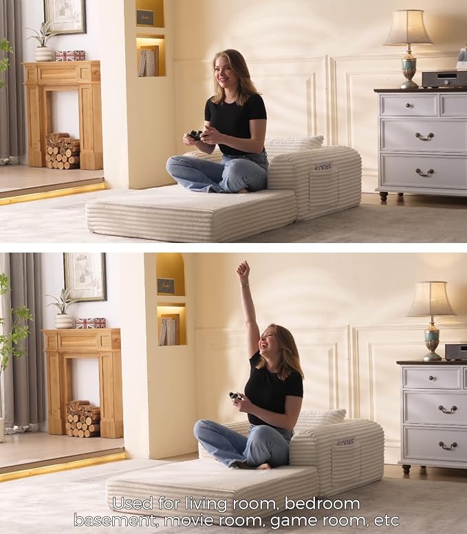 Versatile 2 in1 Loveseat Accent Chair Couch Convertible Boneless Chaise Lounge - Image 9