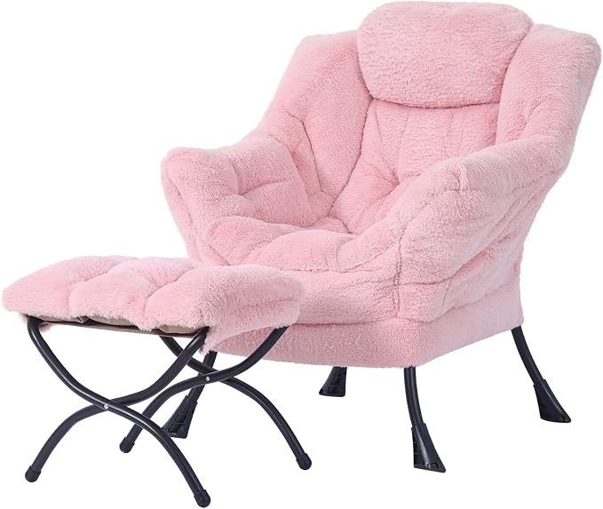 Welnow Lazy Chair with Ottoman, Modern Accent Chair with Armrests and a Side by LifeGetsBetterWithWelnow