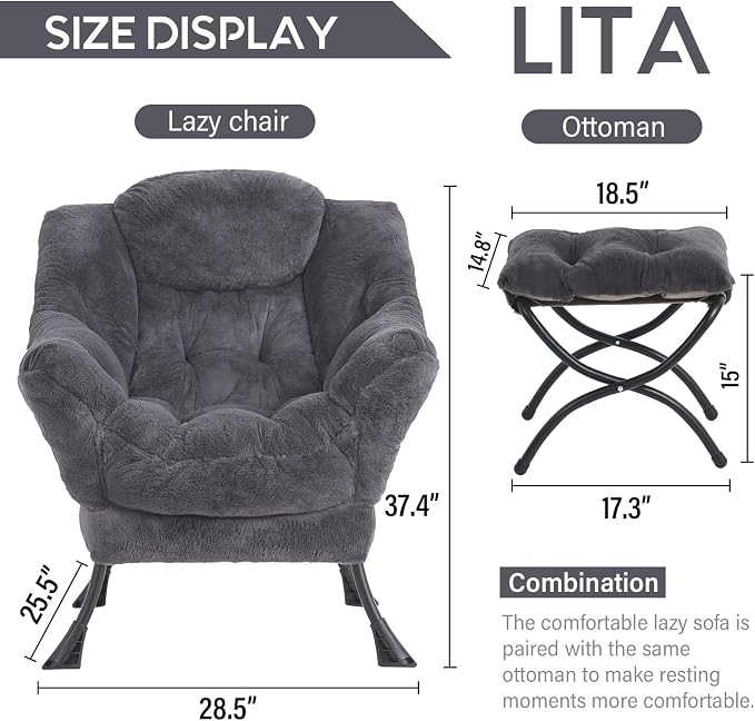 LITA Modern Accent Leisure Upholstered Sofa Chair, Lounge Reading Chair - Image 3
