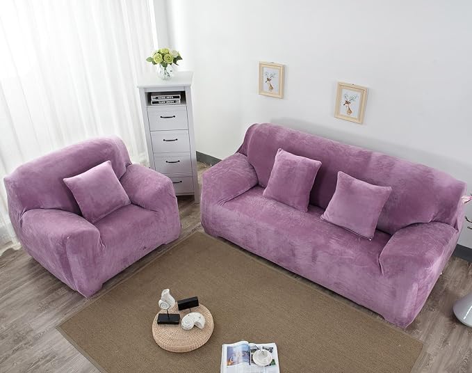 vctops 1-Piece Velvet Plush Stretch Chair Sofa Slipcover Soft Fuzzy Fluffy - Image 3