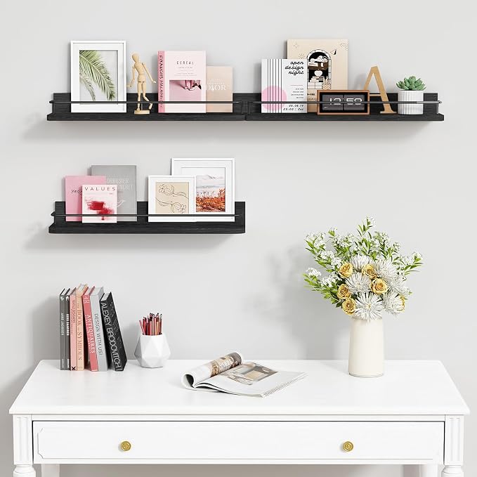Forbena Black Floating Shelves for Wall, Bahtroom Wall Shelves Over Toilet - Image 6