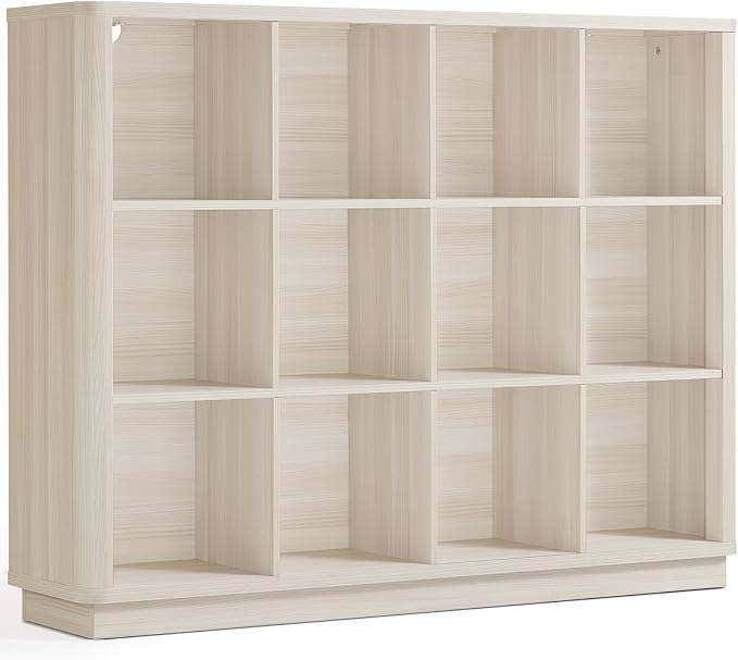 Joaxswe 12 Cube Storage Organizer, Wood Floor Standing 3-Tier Cubby Bookcase by Joaxswe