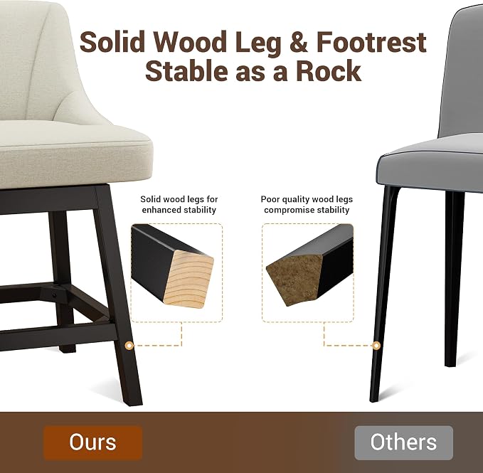 YaFiti Swivel Bar Stool 1 Pcs, 26 Inch Counter Height Bar Stools - Image 7