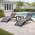 EROMMY Outdoor Chaise Lounge Set of 3, Reclining Patio Chairs by EROMMY