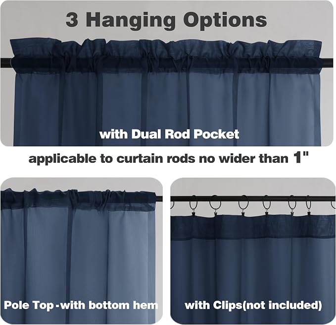 Chyhomenyc Sheer Curtains Extra Long 96 inch 2 PCS- Casual Style Airy & - Image 3