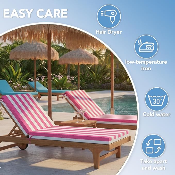 L'AGRATY Outdoor Lounge Chaise Cushion: 72x21x3 Inch Waterproof Lounge Chair - Image 7