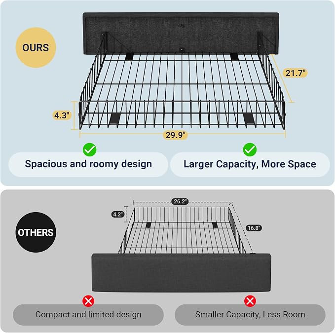 Allewie Upholstered Queen Size Platform Bed Frame - Image 7