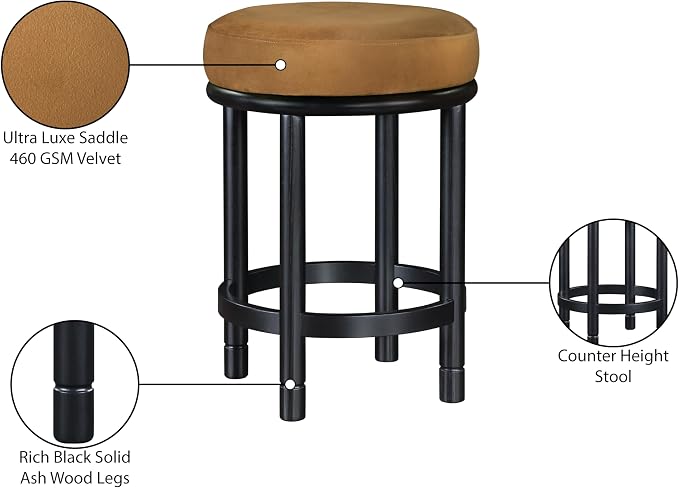 Meridian Furniture 977Saddle-C Monette Collection Art Deco Counter Stool - Image 7