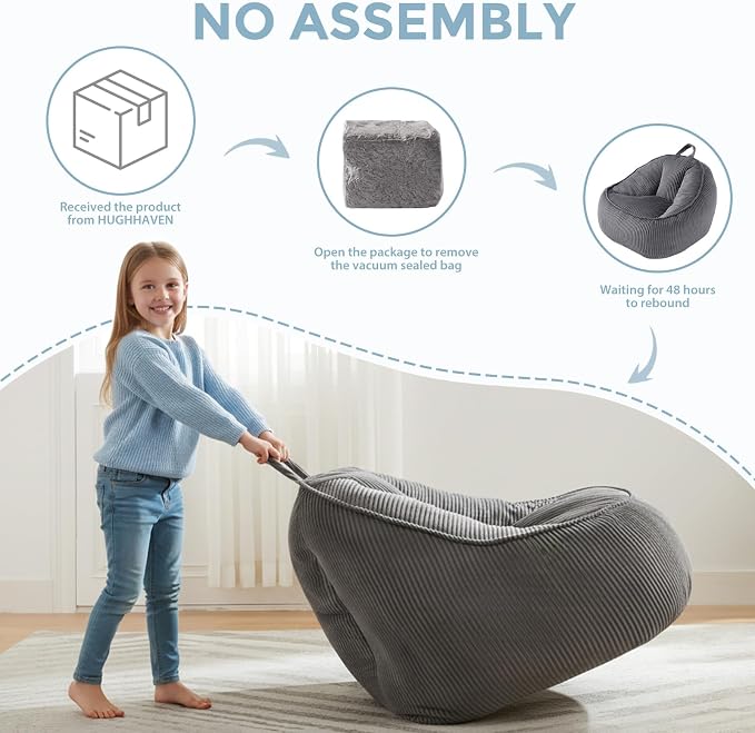 HUGHEAVEN Bean Bag Chairs for Kids, Toddler Bean Bag Chair, Comfy Cozy Reading - Image 6