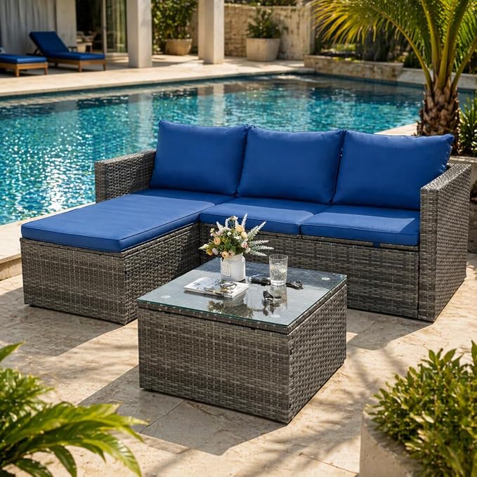 SUNLEI Small Outdoor Sofa Patio Furniture Set by SUNLEI