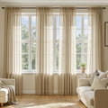 MIULEE Beige Sheer Curtains 108 Inches Long, 4 Panels Set, Rod Pocket Voile by MIULEE