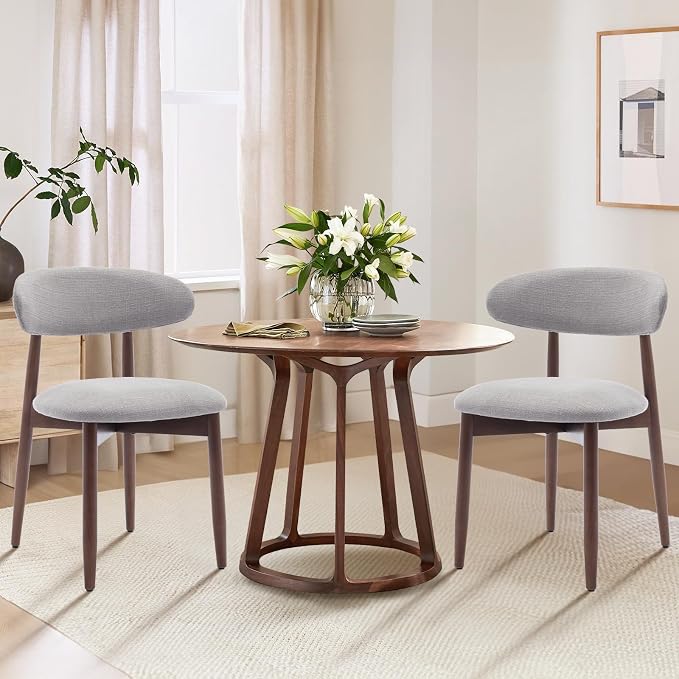 COLAMY Wooden Dining Chairs Set of 2, Modern Fabric Upholstered Dining Room by COLAMYHOME