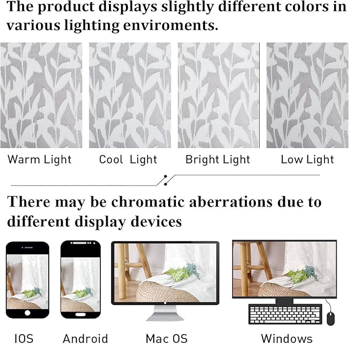 Lecloud Leia White Sheer Curtains 96 Inches Long 2 Panels, Airy Voile Jacquard - Image 5