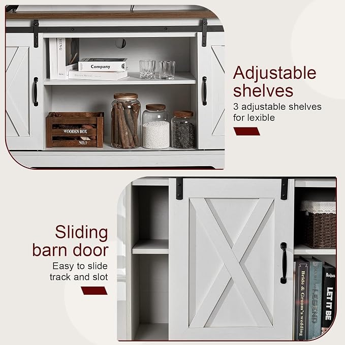 AMERLIFE 4-Piece Farmhouse Table Set Includes Sliding Barn Door TV Stand - Image 4