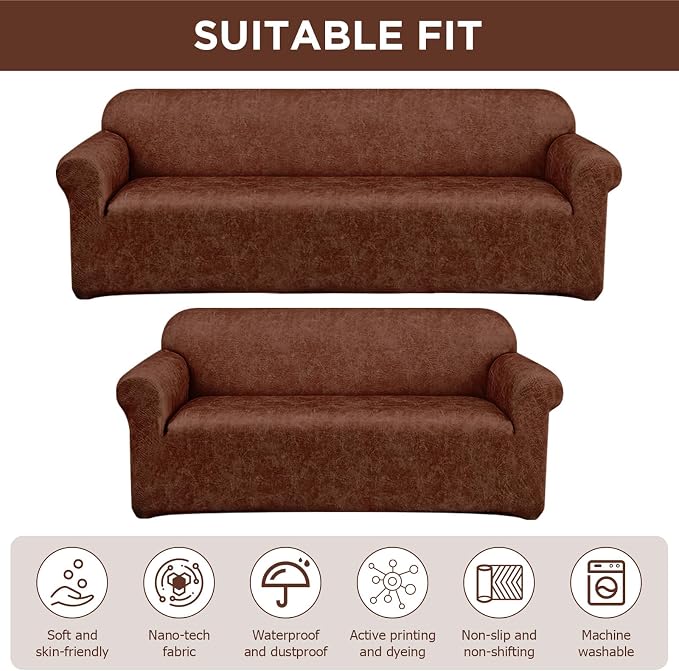 Peryiter 2 Pcs Sofa Covers Couch and Loveseat Covers Set Stretch Sofa Slipcover - Image 5