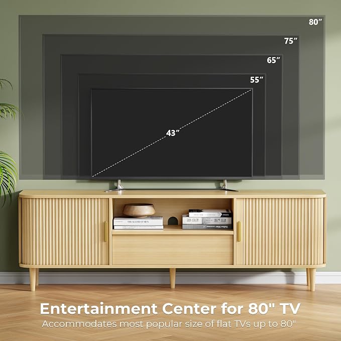 IRONCK Modern Fluted TV Stand for TVs Up to 80 inches, TV Console - Image 4