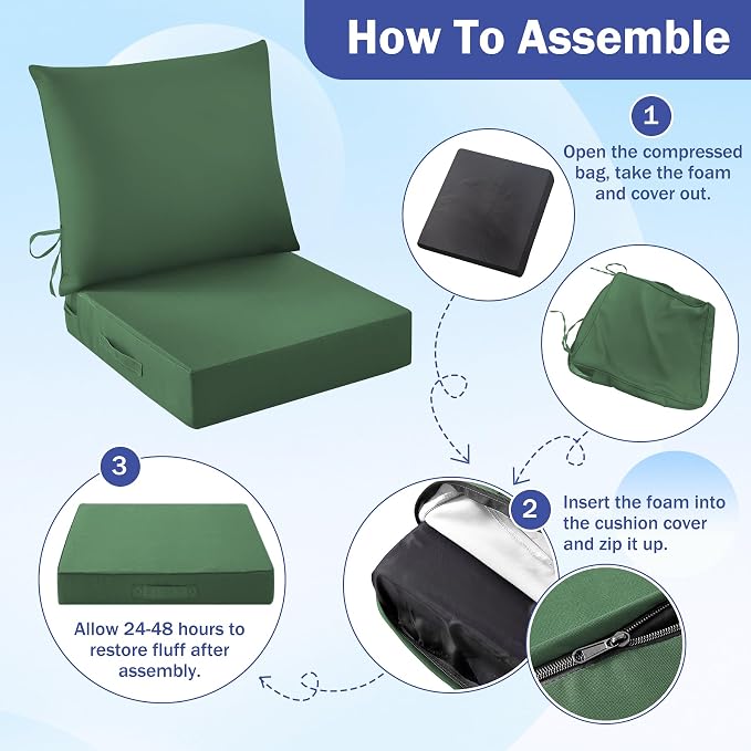 IASEAHK Outdoor Seat Cushion Set, Waterproof & Fade Resistant Patio Chair - Image 8