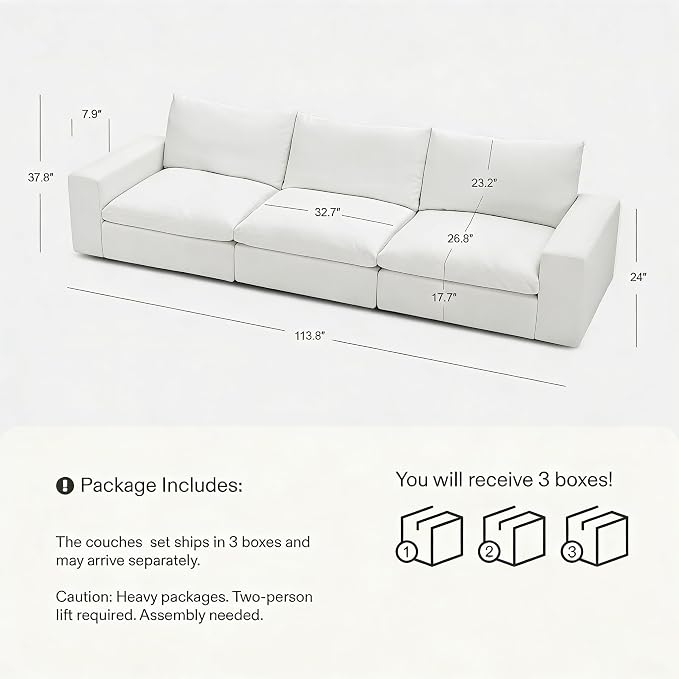 Modular Cloud Sofa, 110.2" Cloud Sectional Couches - Image 2