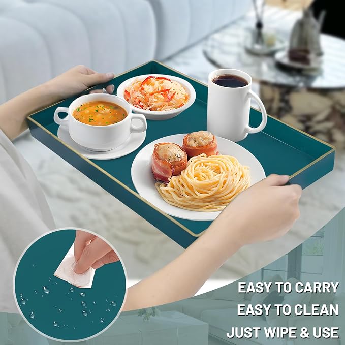 MAONAME Green Serving Tray Set of 2, Plastic Decorative Tray - Image 4