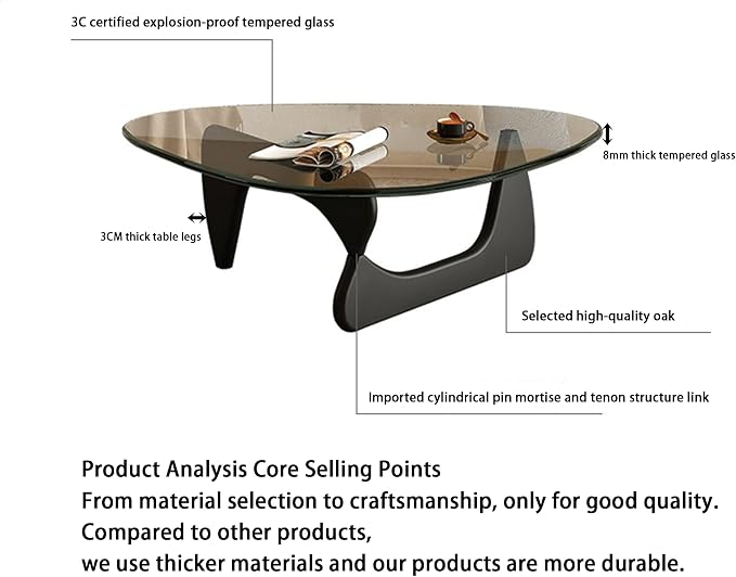 EASYSOUL Modern Glass Coffee Table, 44.88" D x 32.28" W x 15.75" H, Abstract - Image 7