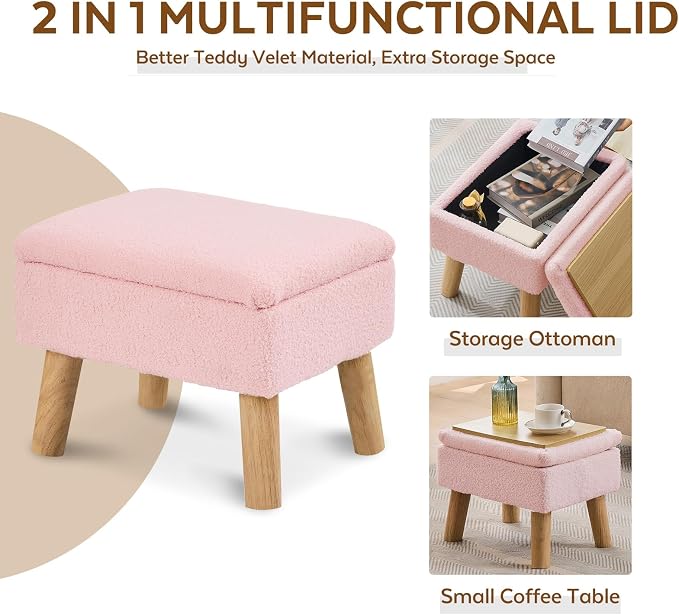 Storage Ottoman, Small Foot Stool Ottoman - Image 5