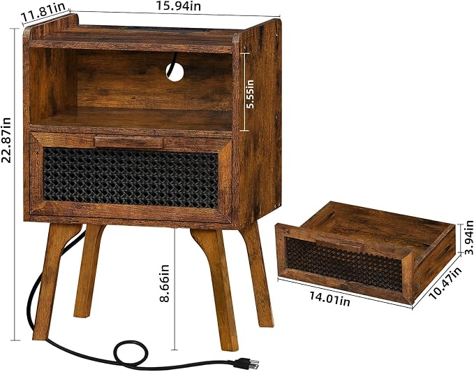 Lerliuo Rattan Nightstands Set of 2 - Image 3