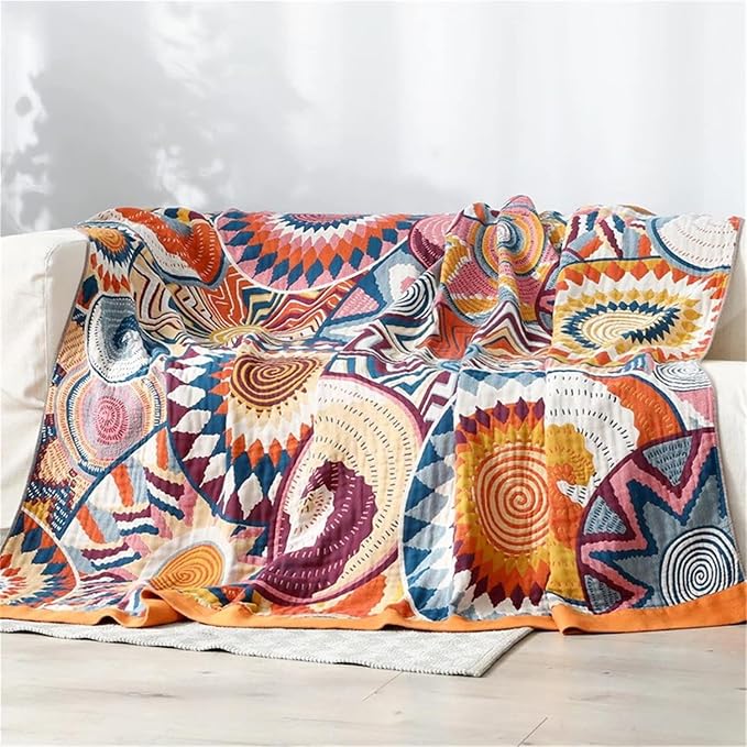 MSGKV Boho Throw Blanket for Bed 60"x80" 100% Cotton Couch Twin Size Blanket - Image 2