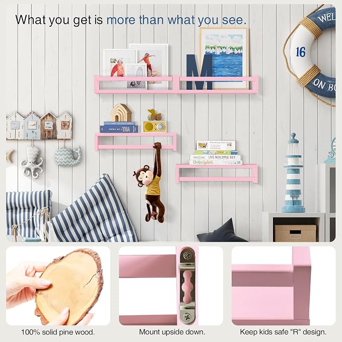 Forbena Pink Nursery Floating Shelves - Image 5