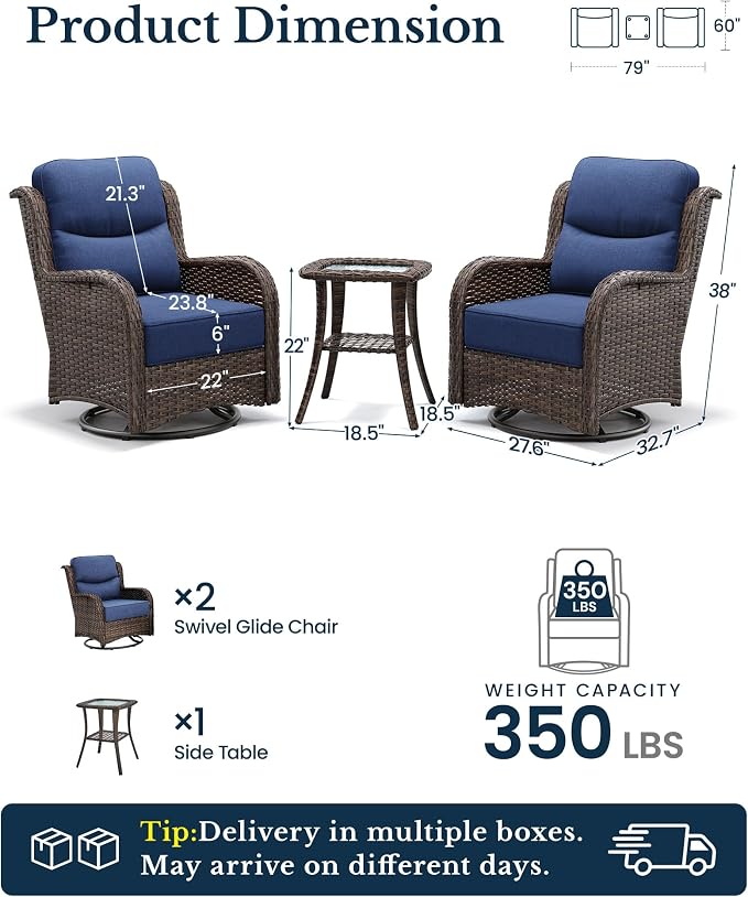 HILLGA 3-Piece Luxury Patio Furniture Set - Image 2