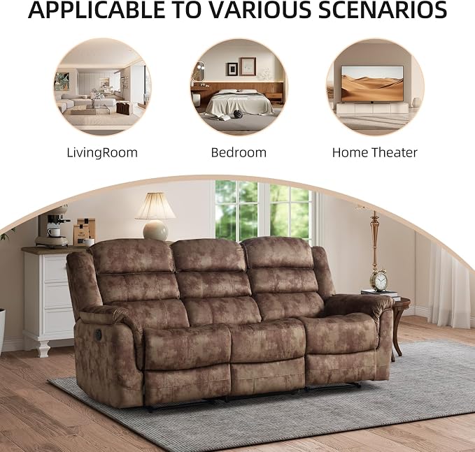 EBELLO 2 Pieces Reclining Couch Furniture Set, Soft Fabric Manual Recliner Sofa - Image 6
