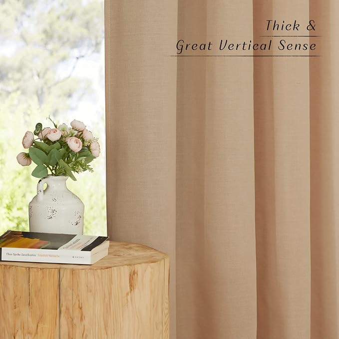 NICETOWN Camel Linen Window Curtains 84 inches Long, Grommet Thick Flax - Image 5