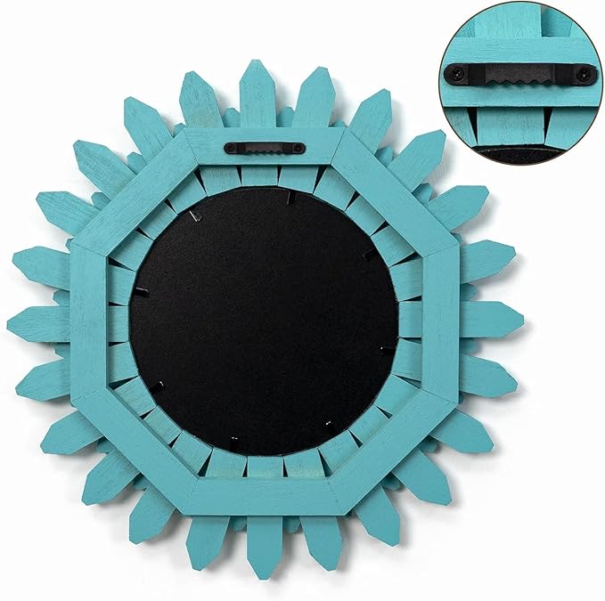 Honiway Beach Wall Decor Mirror 21 inch Wood Coastal Wall Decor Sunburst Boho - Image 6