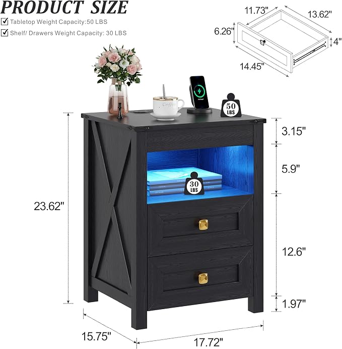 HWB LED Nightstand Set of 2 - Image 3