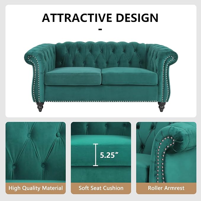 QHITTY 2 Piece Living Room Set, Sectional Chesterfield Sofa Chair Contemporary - Image 5