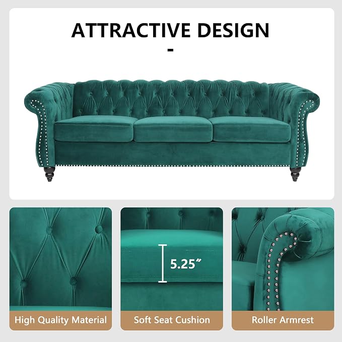 QHITTY 2 Piece Living Room Set, Sectional Chesterfield Sofa Chair Contemporary - Image 4
