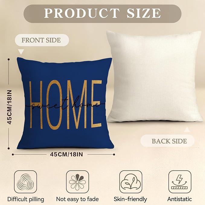 OBSEDE Blue Marble with Faith Quotes Decorative Throw Pillow Covers 18 × 18 in - Image 3