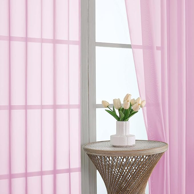 OVZME Light Pink Bedroom Curtains 96 Length - Image 3