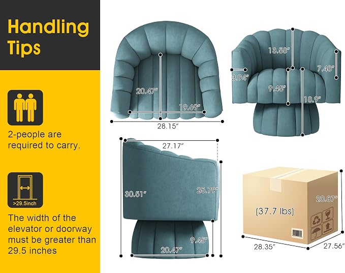 Dewhut Swivel Accent Chair, 360° Swivel Barrel Chair - Image 3