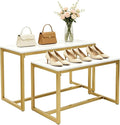 2pcs Gold Retail Display Nesting Tables, Shoes Handbag Metal Display Riser Shelf by Unknown