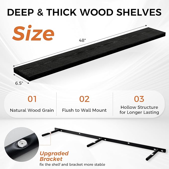 Fun Memories Floating Shelves for Wall, 48 Inch Floating Shelves for Home Decor - Image 3