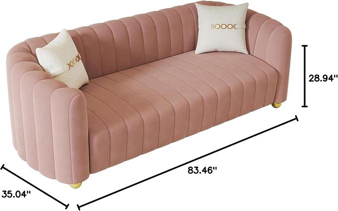 KEAI 83.46" Velvet Couch for Living Room Large Modern Sofa - Image 2