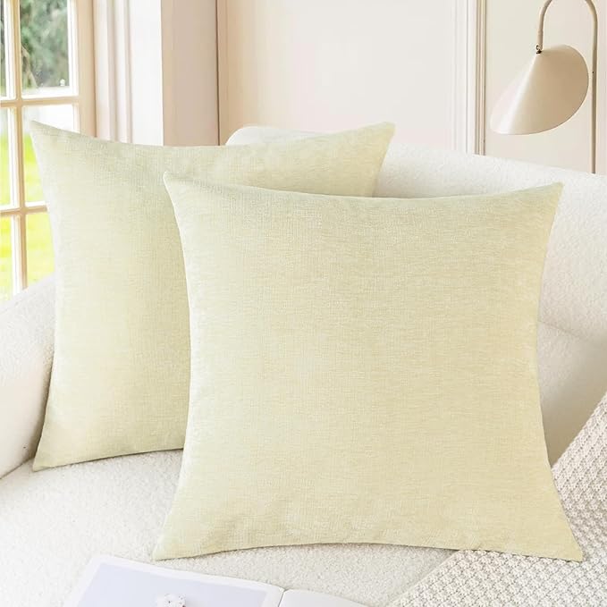 CaliTime Throw Pillow Covers Decorative 26 X 26 Inches Pack of 2 Cozy Chenille by CaliTime