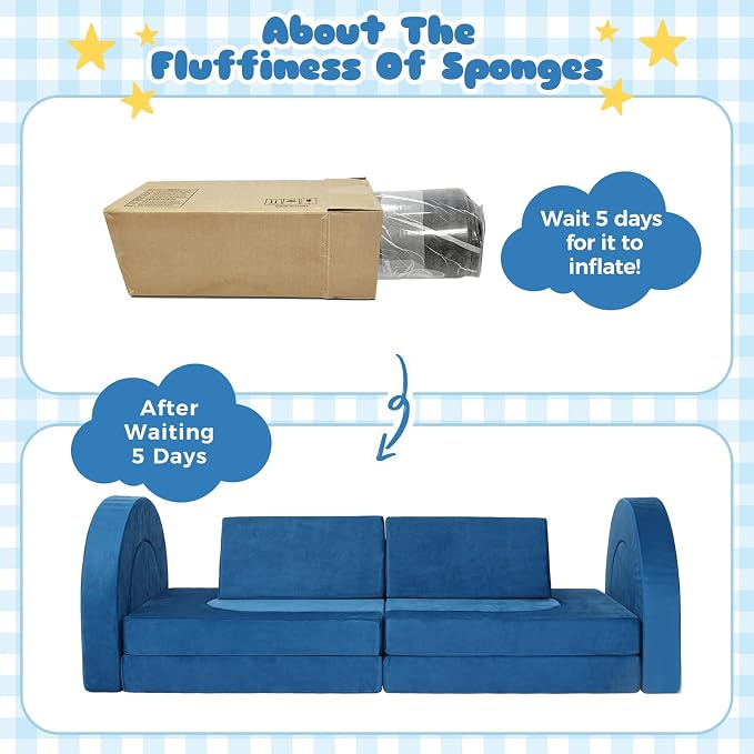12 Pcs Modular Kids Play Couch, Toddler Couches That Fold Out, Plush Foam Chair - Image 8