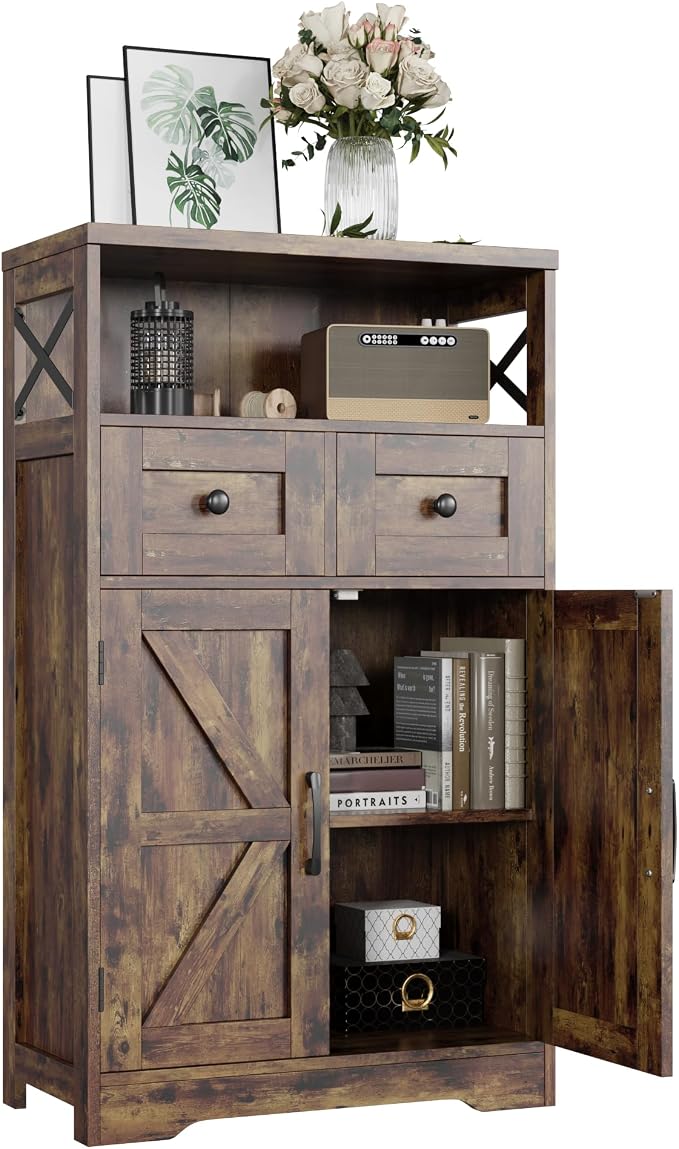 FiveWillowise Rustic Brown Farmhouse Storage Cabinet - Image 8
