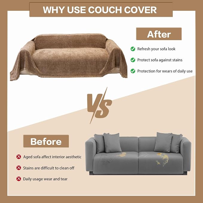 DREAMINGO Chenille Sofa Cover Washable Pet Couch Protector Cover Textured Couch - Image 5