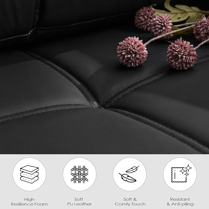 TYBOATLE Black Sectional Couches w/Side Pockets - Image 3