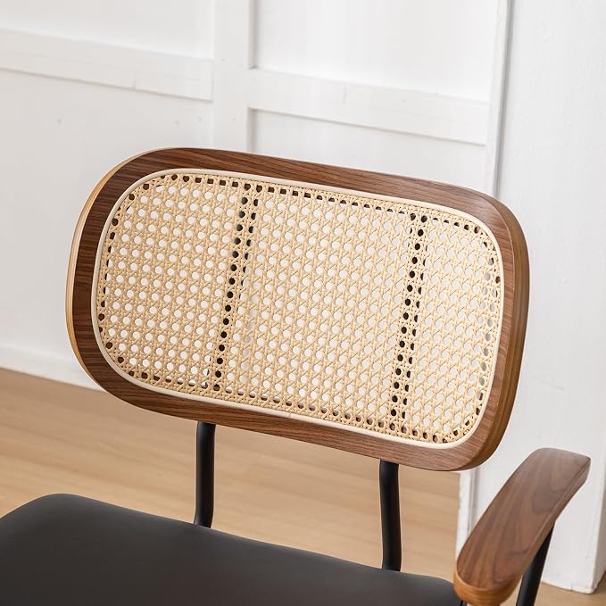 Rattan Dining Room Chairs Set of 2, Mid Century Modern Kitchen Side Chairs - Image 7