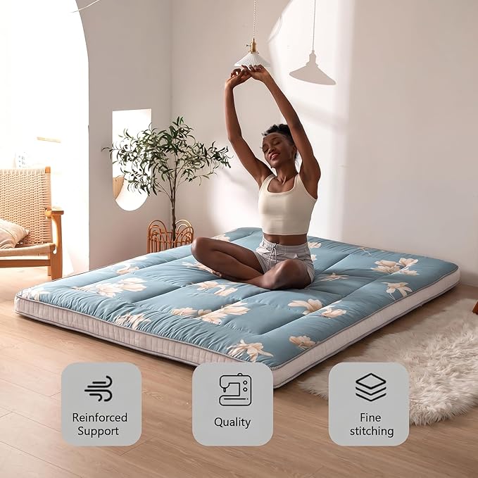 MAXYOYO Floral Printed Futon Mattress, Japanese Floor Mattress Quilted Mattress - Image 3