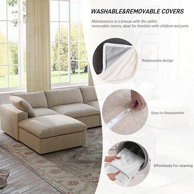 Cloud Modular Sectional Sofa Couch, 80.3" L Shaped Convertible Couches - Image 4