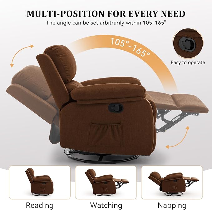 Korser Recliner Chair, 360 Swivel Rocker Chair - Image 4